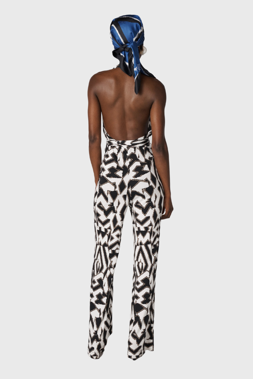 Lush Collective | Diane von Furstenberg Delia Jumpsuit | Troy Maze Black and White Print - Back