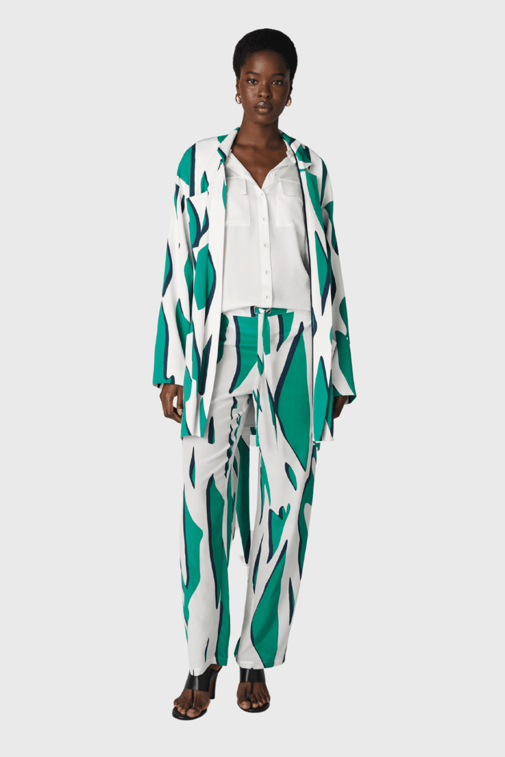 Lush Collective | Diane von Furstenberg Liliane Jacket | Giant Shadow Twigs Green - Front