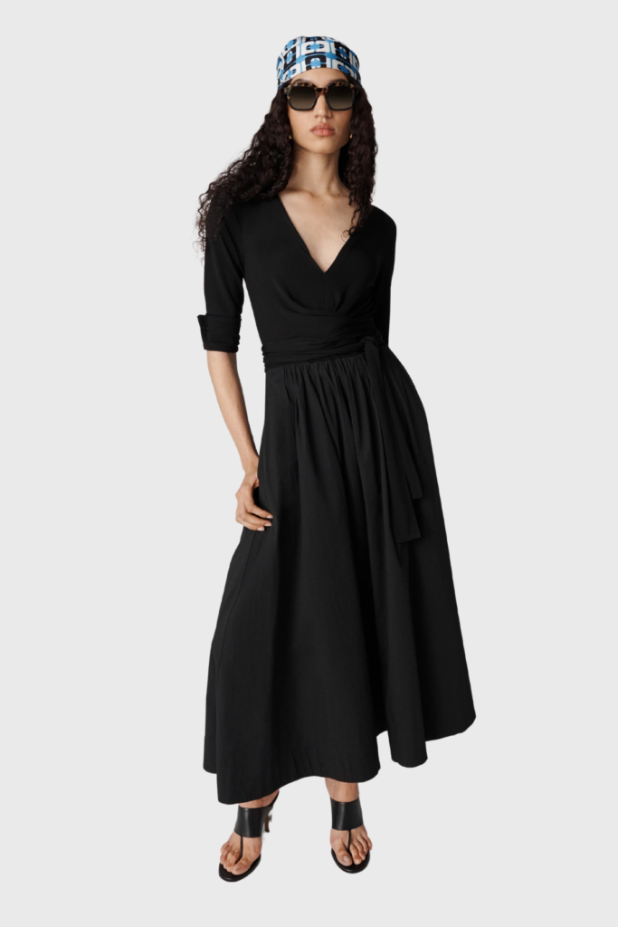 Lush Collective | Diane von Furstenberg Ballerina Dress in Elegant Black Matte Jersey