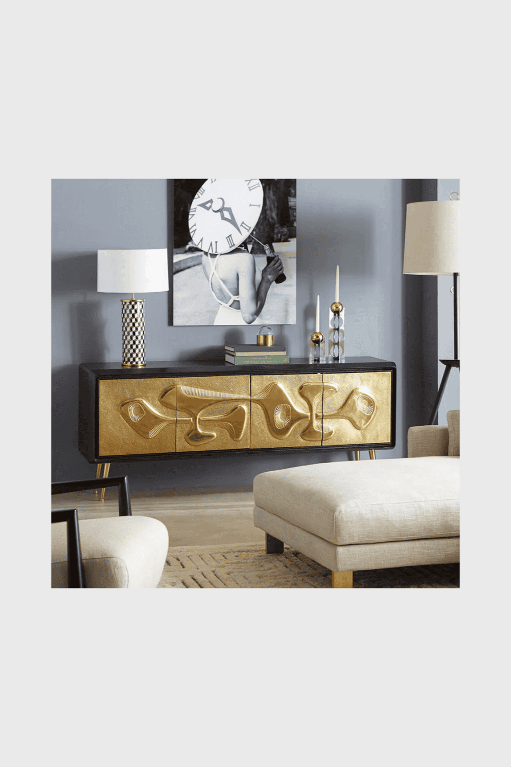Lush Collective | Jonathan Adler Reform Credenza | Ebonized Oak with Brass Accents - Den