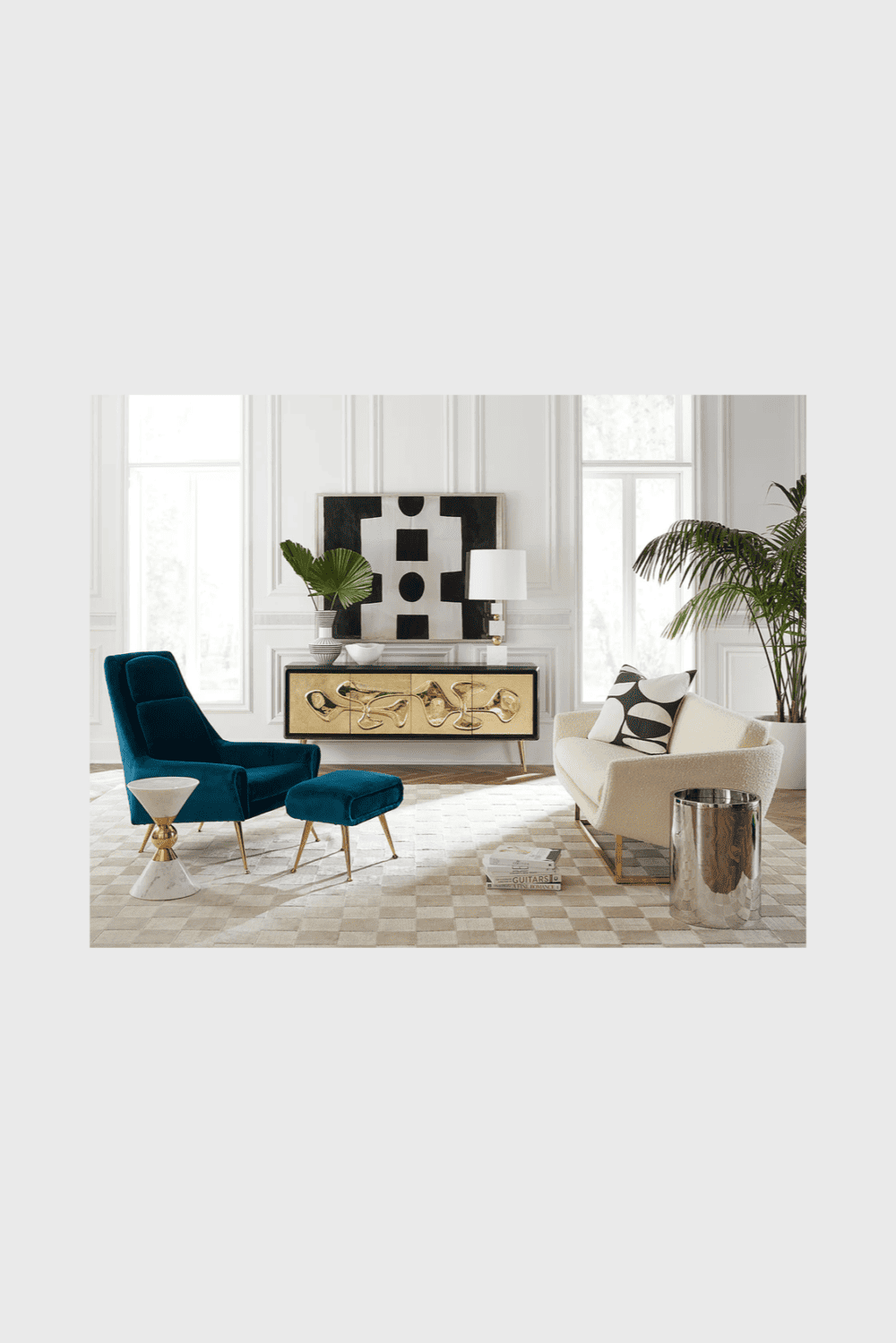 Lush Collective | Jonathan Adler Reform Credenza | Ebonized Oak with Brass Accents - Living Room
