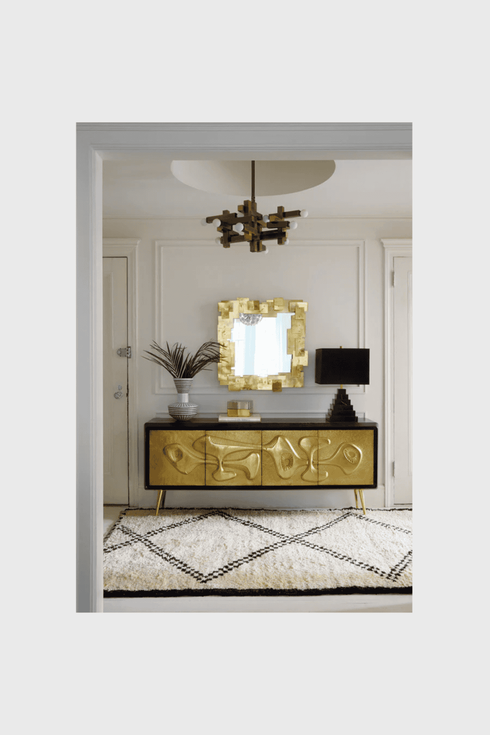 Lush Collective | Jonathan Adler Reform Credenza | Ebonized Oak with Brass Accents - Hallway