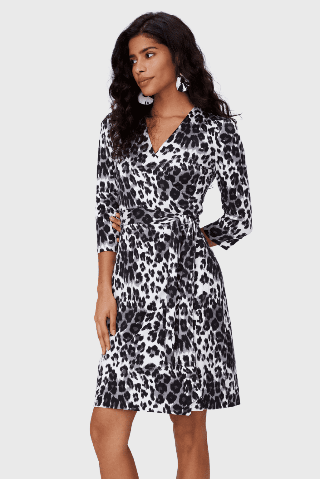 Lush Collective | Diane von Furstenberg Julian Silk Jersey Wrap Dress | Heritage Snow Cheetah Print
