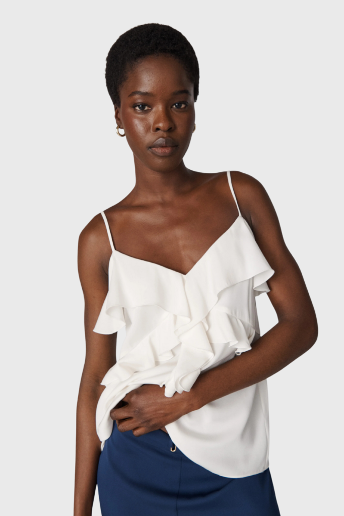 Lush Collective | Diane von Furstenberg Eleni Top in Ivory | 100% Silk Sleeveless Blouse