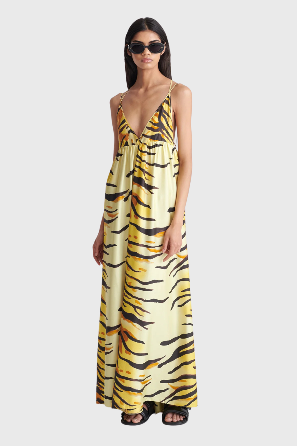 Lush Collective | Nanushka Delphy Printed Silk Twill Maxi Dress in Tiger Print | Luxury Women's Fashion