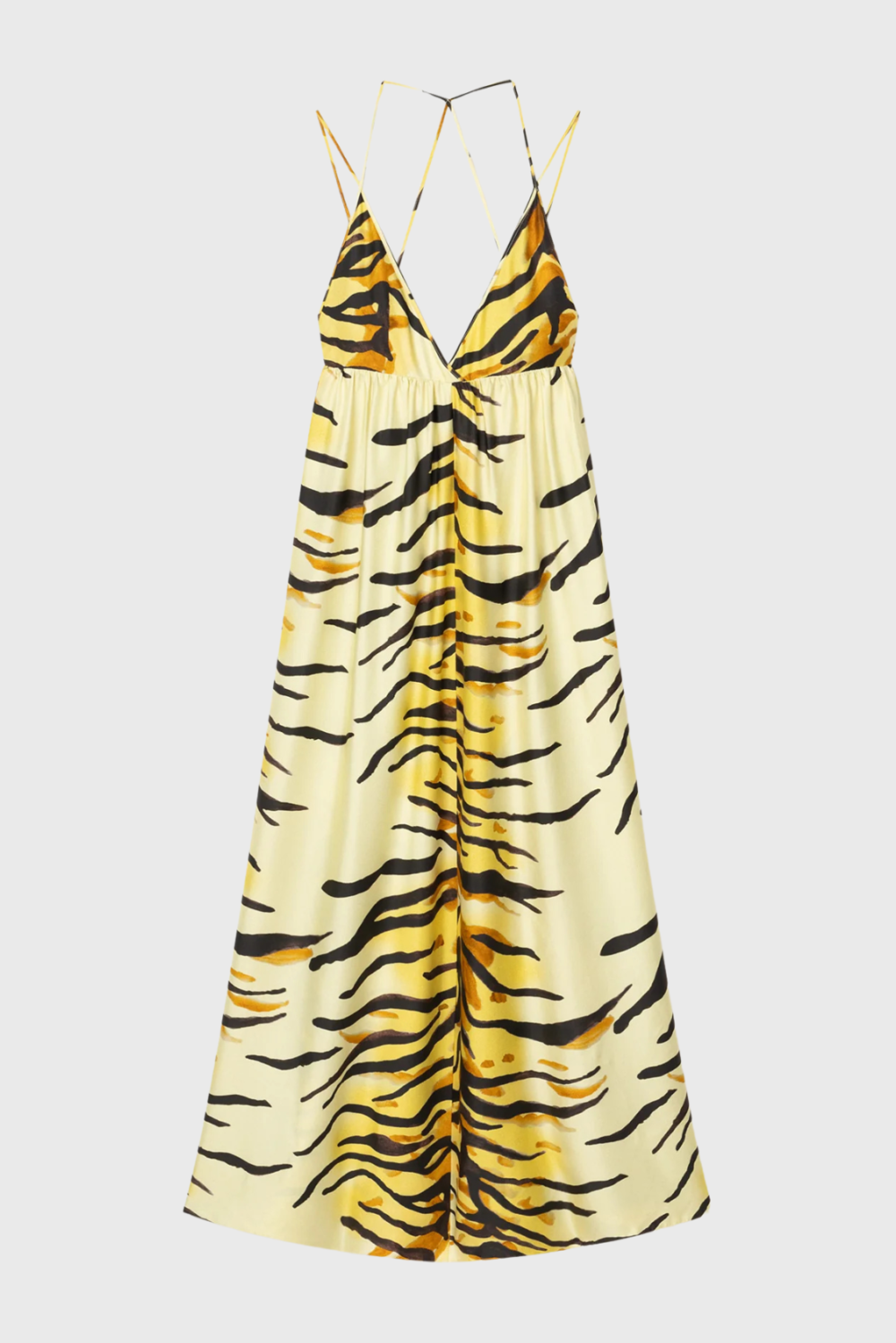 Lush Collective | Nanushka Delphy Printed Silk Twill Maxi Dress in Tiger Print | Luxury Women's Fashion - front