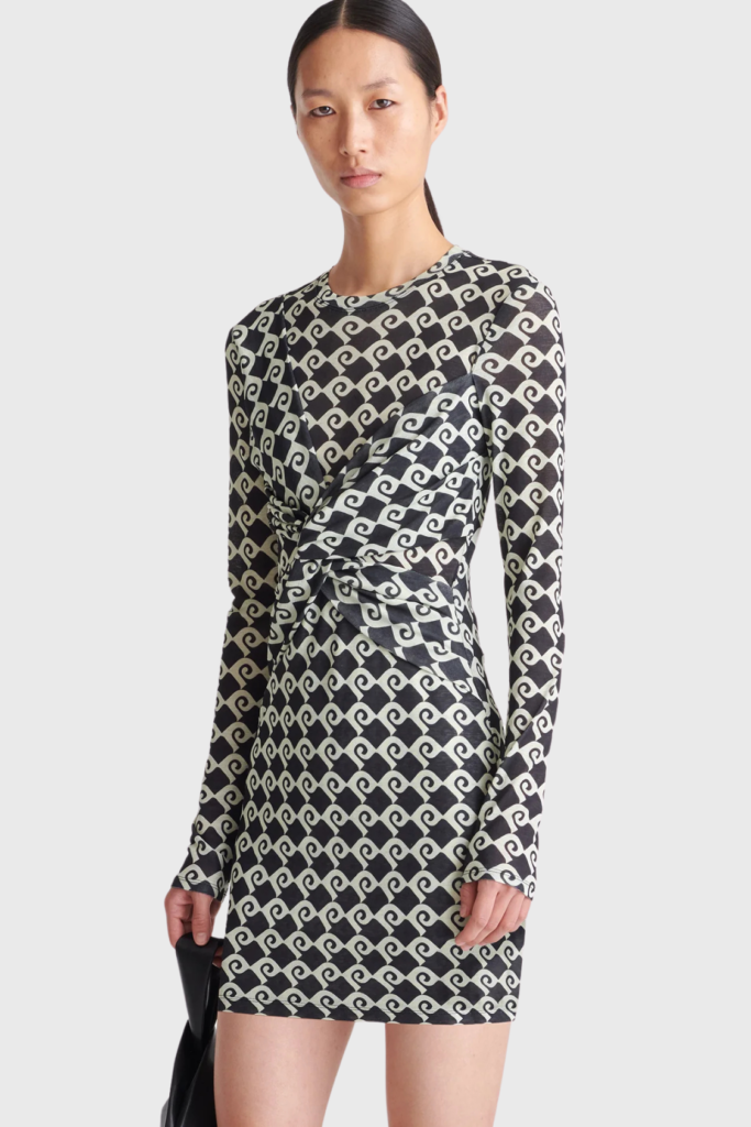 Lush Collective | Nanushka Hestiah Printed Mesh Jersey Mini Dress - Diamond Check