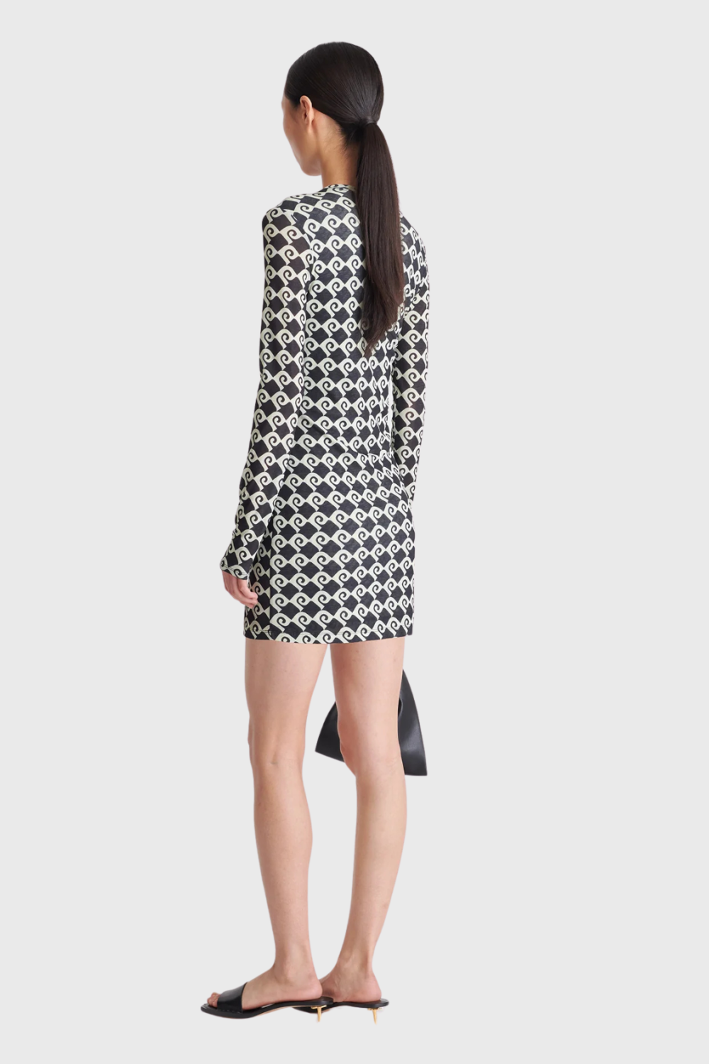 Lush Collective | Nanushka Hestiah Printed Mesh Jersey Mini Dress - Diamond Check - Back