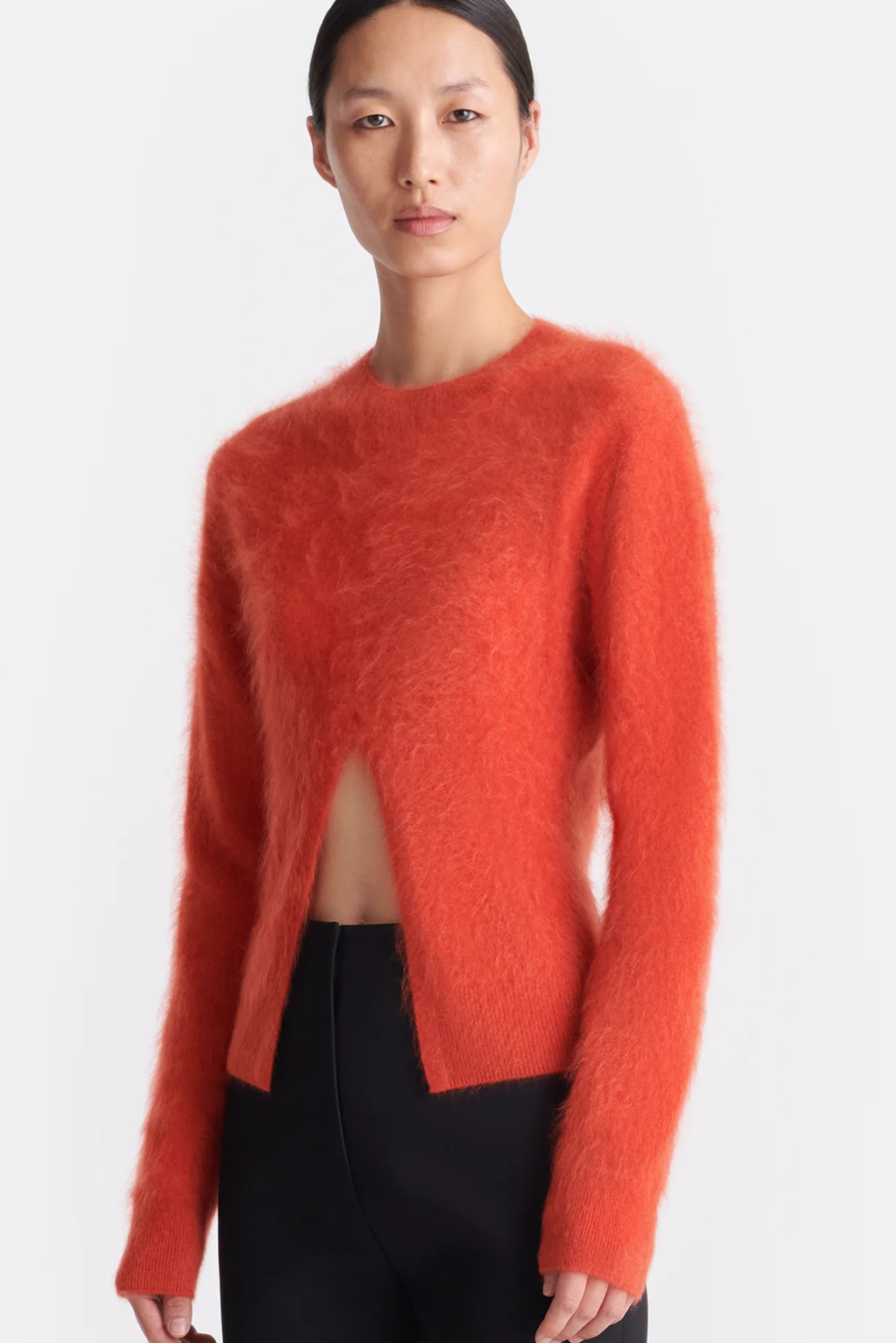 Lush Collective | Nanushka Kloe Brushed Cashmere Sweater in Red - Model