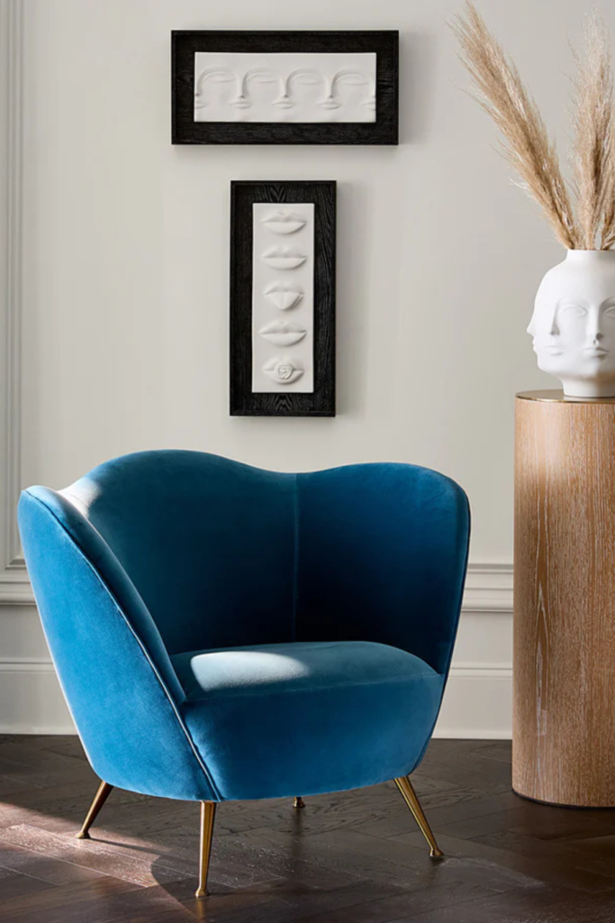 Lush Collective | Jonathan Adler Ripple Lounge Chair in Varese Petrol - Moody Blue