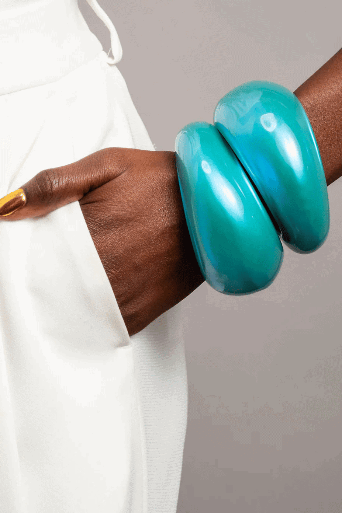 Lush Collective | Alexis Bittar Puffy Lucite Tapered Bangle Bracelet- Mediterranean Opal