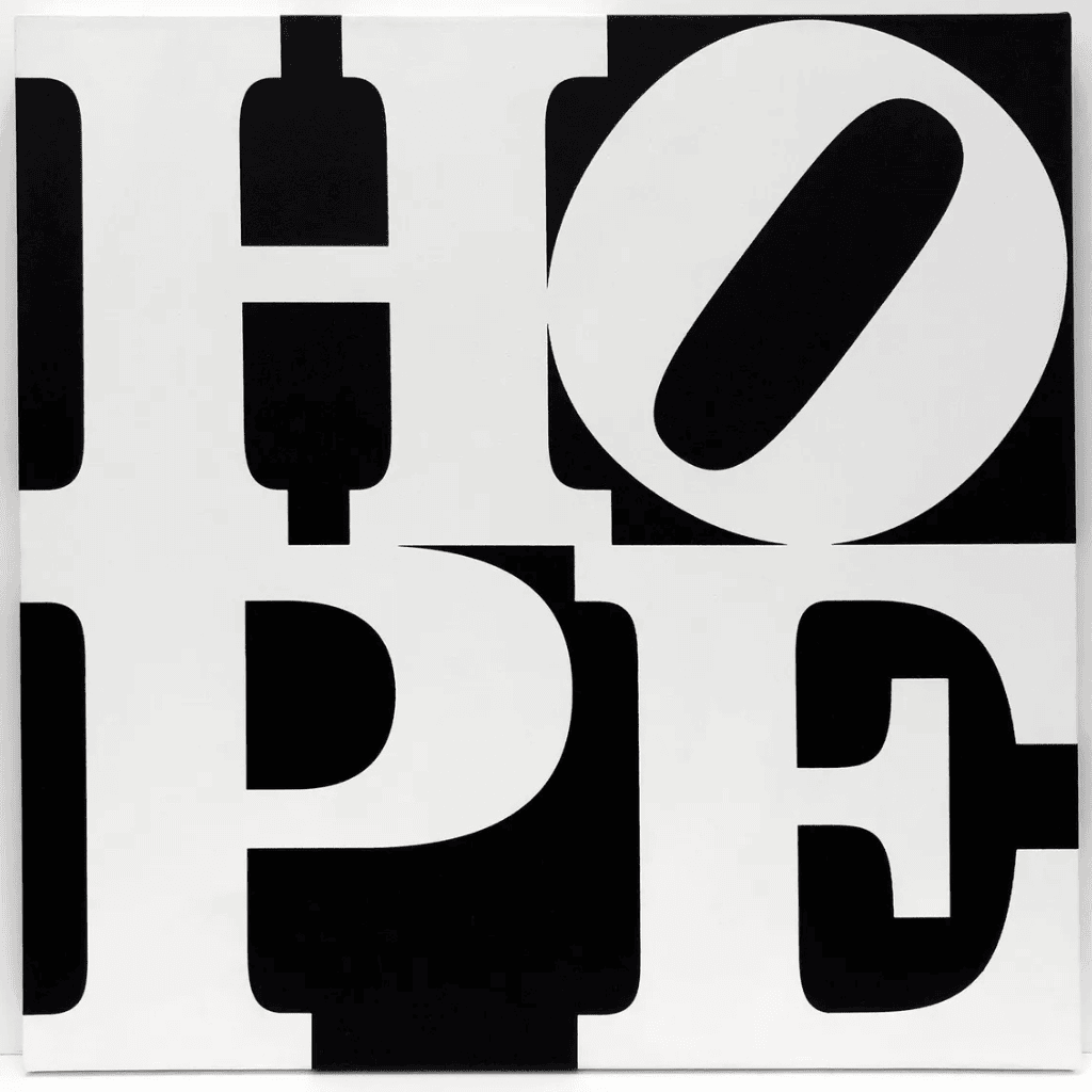 Lush Collective | Singulart - Artist Robert Indiana - HOPE B/W