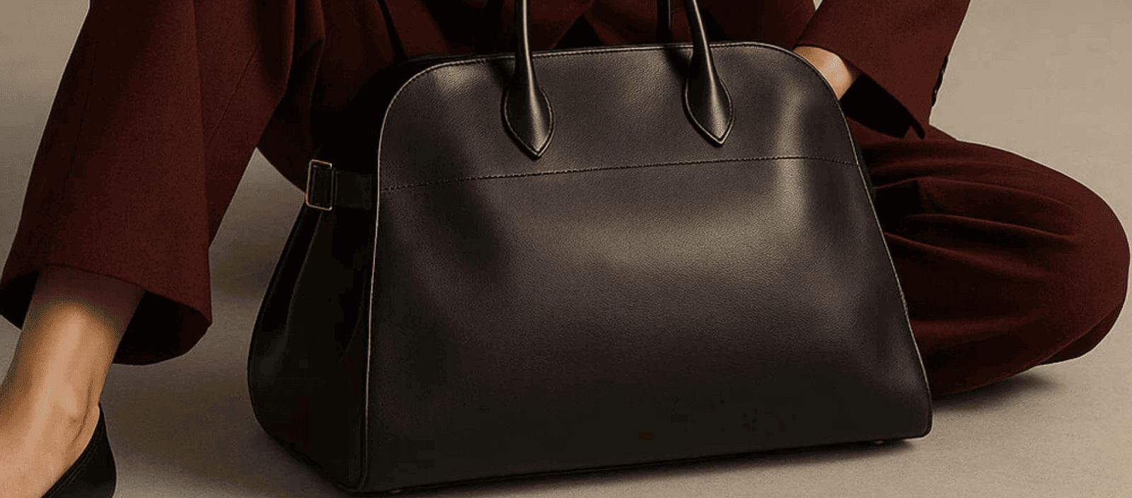 Leather tote bag with sleek design and sturdy handles, perfect for stylish professional or casual use.