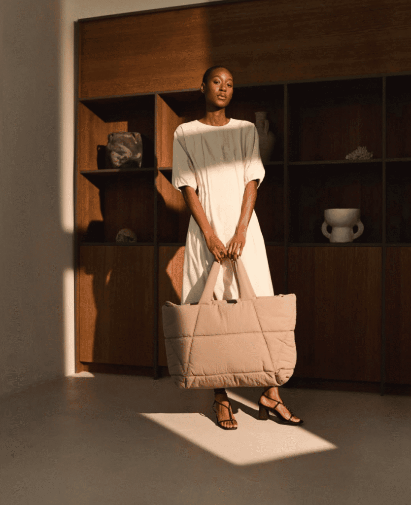 Comfortable beige tote bag by Lush Collective, stylish women's fashion accessory, versatile and chic for everyday use.